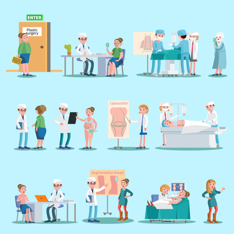 整形外科手术概念插图矢量设计
