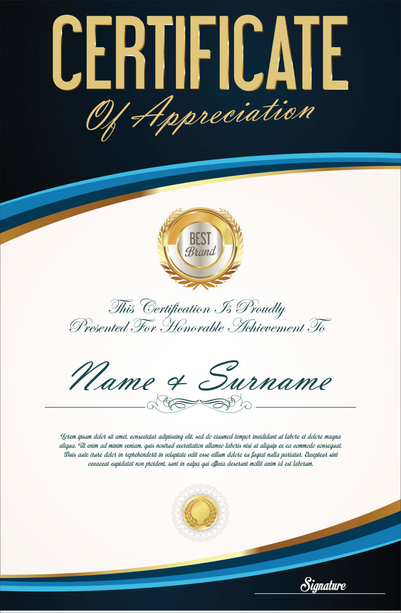 创意矢量黑色现代证书设计