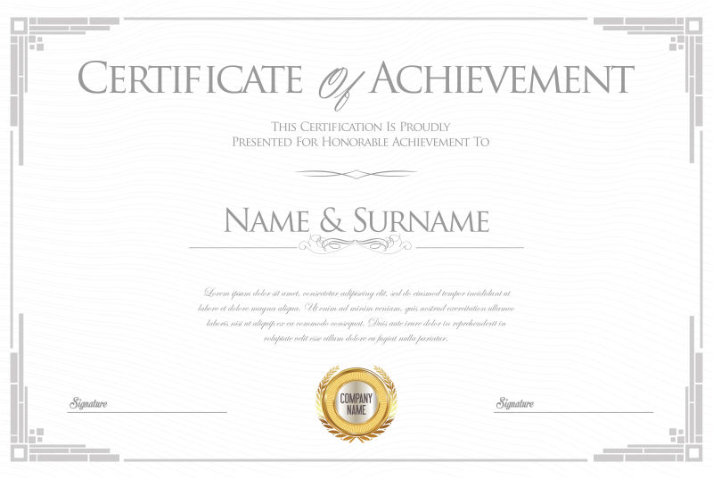 创意矢量经典复古成绩证书设计