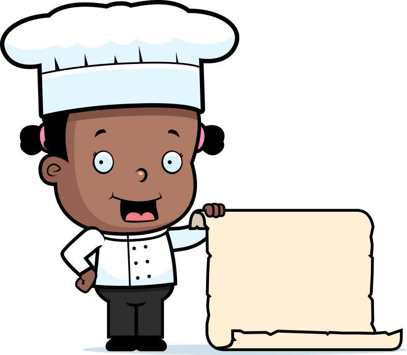 矢量拿着纸张的卡通厨师