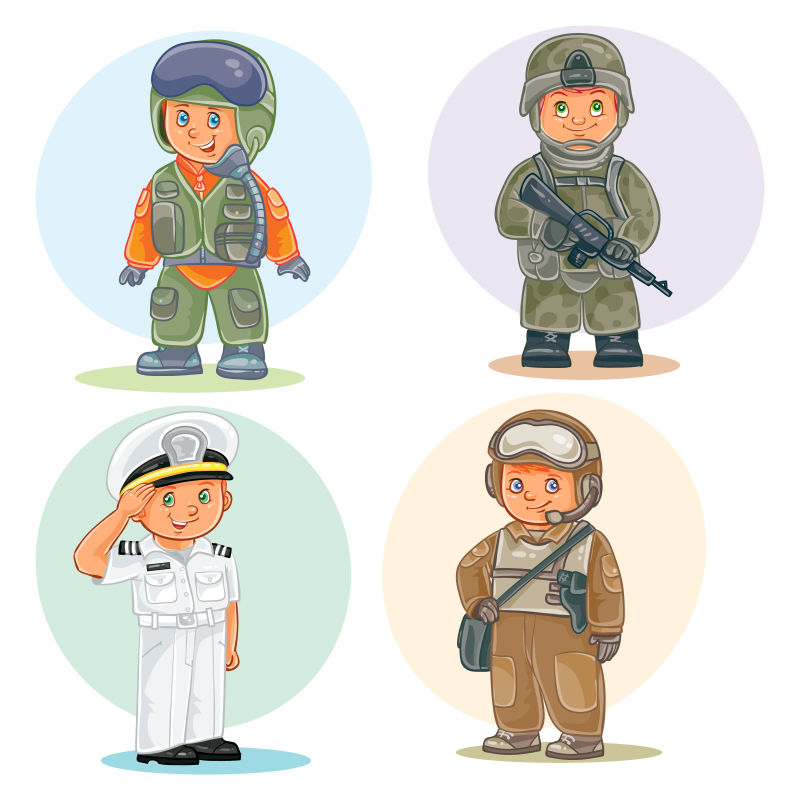 创意矢量卡通不同职业的儿童插图