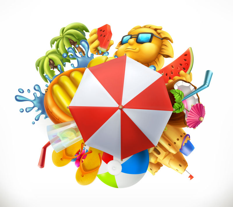 创意矢量现代夏令营主题的创意插图