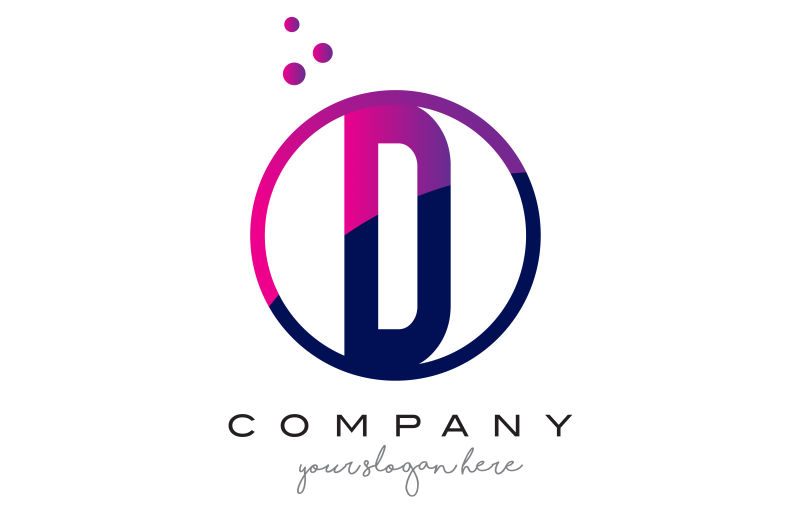 紫色字母D矢量圆形标志设计