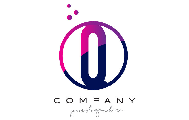 紫色圆形创意字母Q矢量标志设计