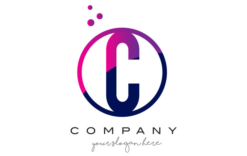 紫色矢量创意字母C标志设计