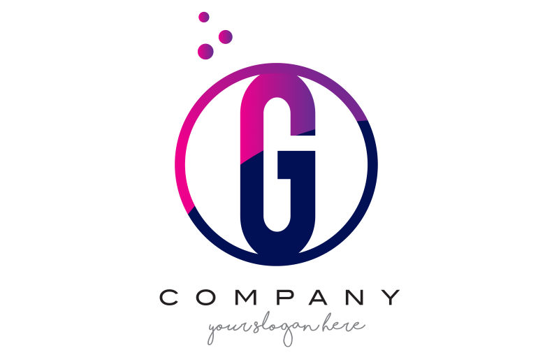 紫色圆形创意字母G矢量标记设计