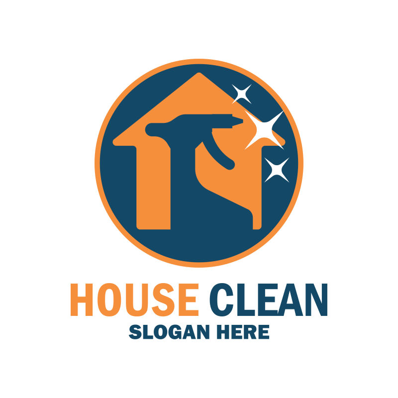 抽象矢量房屋清洁主题的标志设计