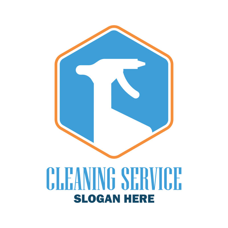 抽象矢量清洁主题的平面标志设计