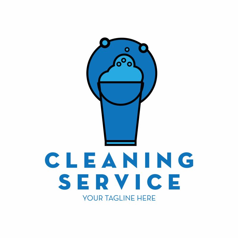 抽象矢量现代蓝色清洁服务主题标志设计