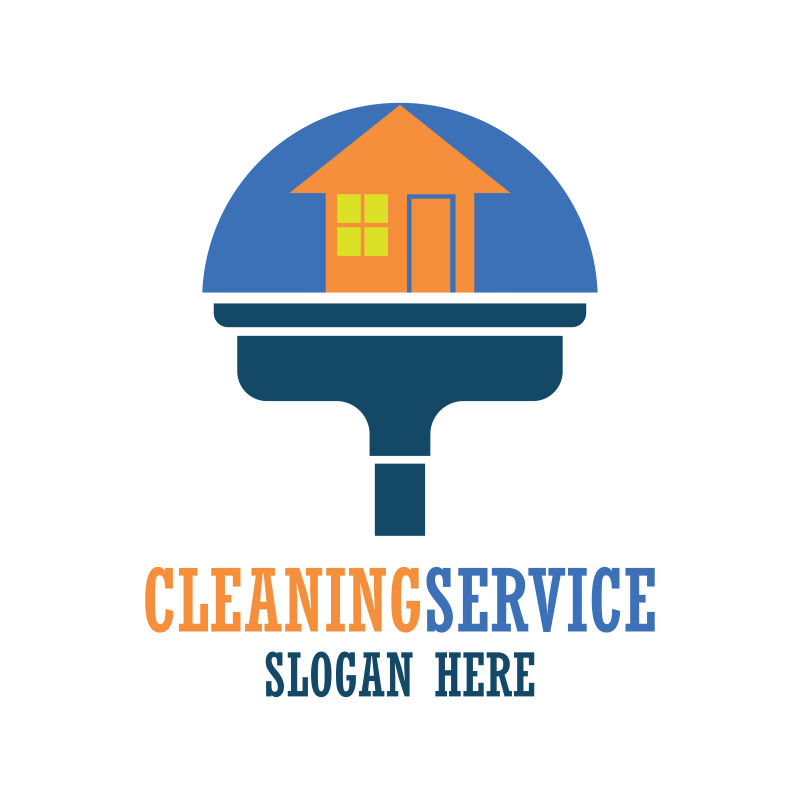 创意矢量现代房屋清洁标志设计