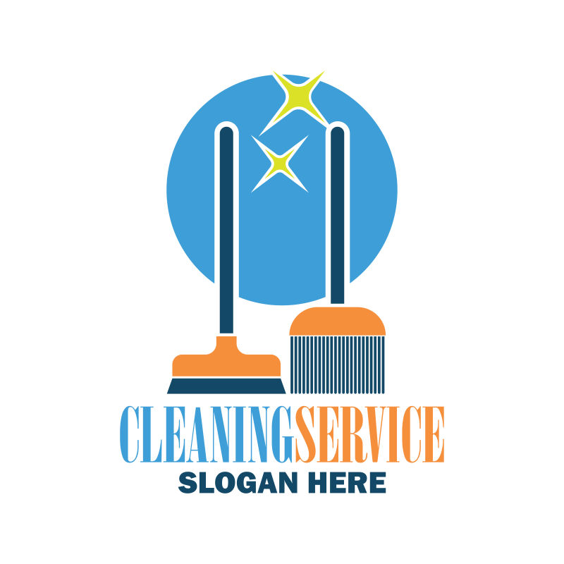 抽象矢量现代扫帚元素的标志设计