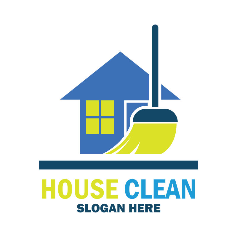创意矢量房屋清洁主题标志设计