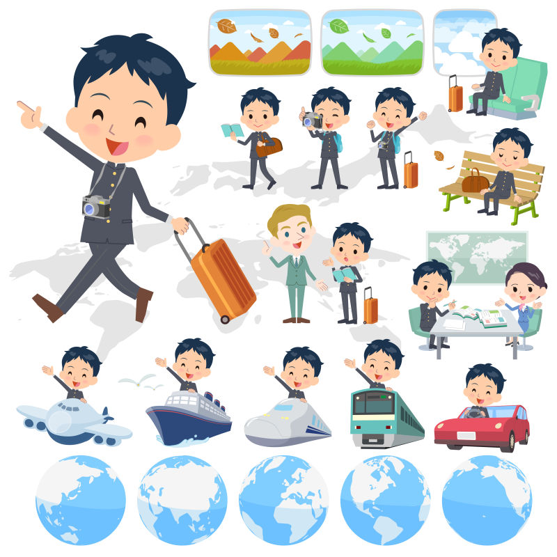 创意矢量快乐旅行的孩子设计元素