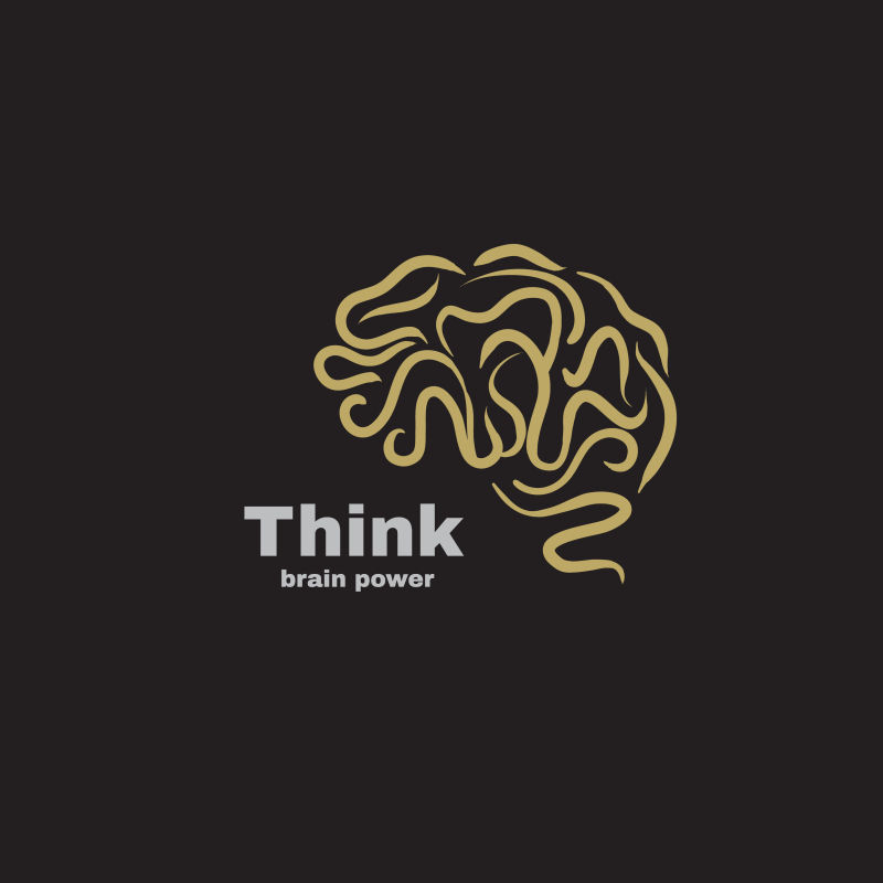 抽象矢量现代大脑思想的标志设计