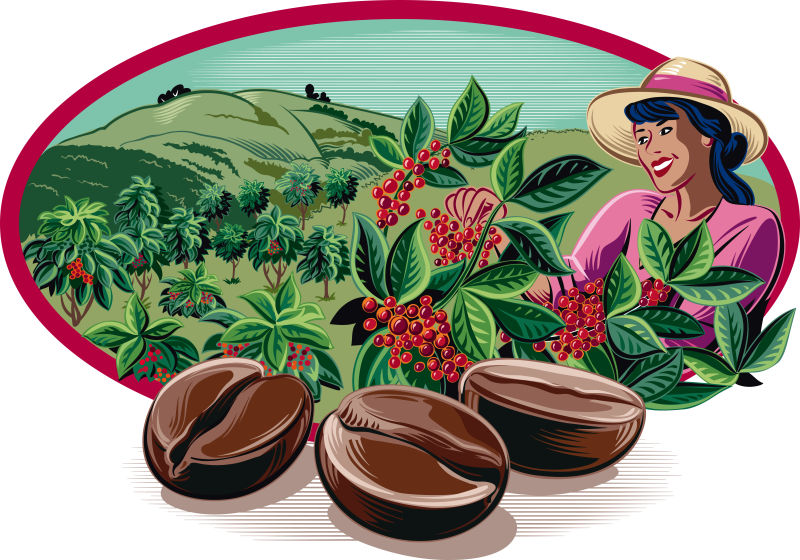 抽象矢量卡通咖啡元素插图