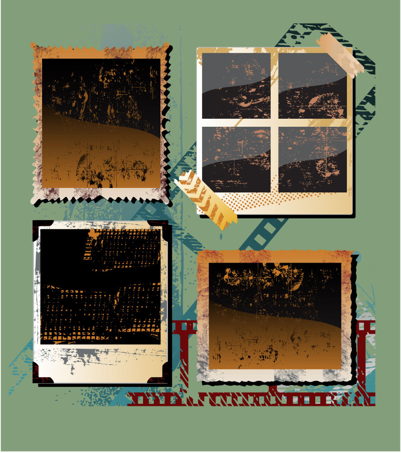 抽象矢量复古斑驳纹理的影像设计元素