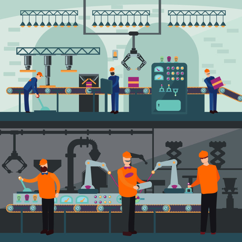抽象矢量现代平面风格的工业主题横幅设计