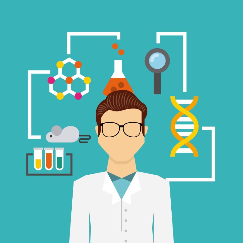 抽象矢量实验室主题的设计平面插图