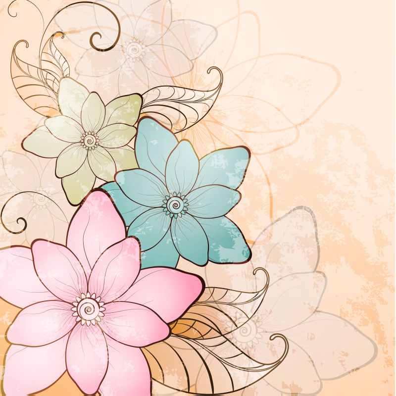 矢量抽象现代花卉装饰背景