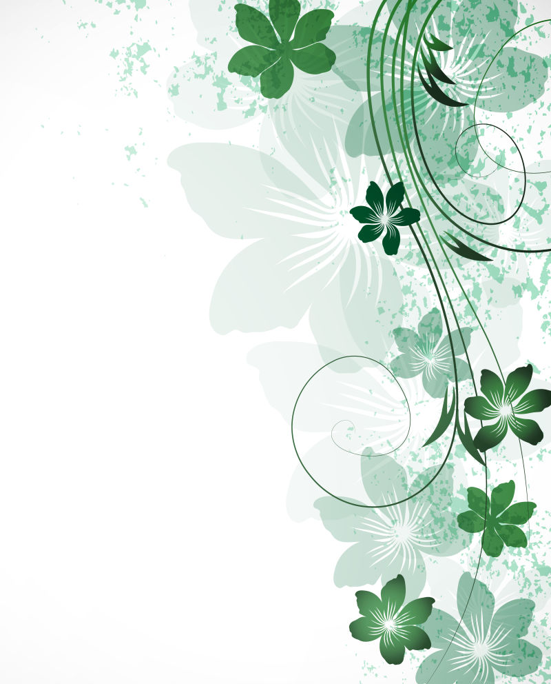 抽象矢量绿色花卉元素装饰现代背景
