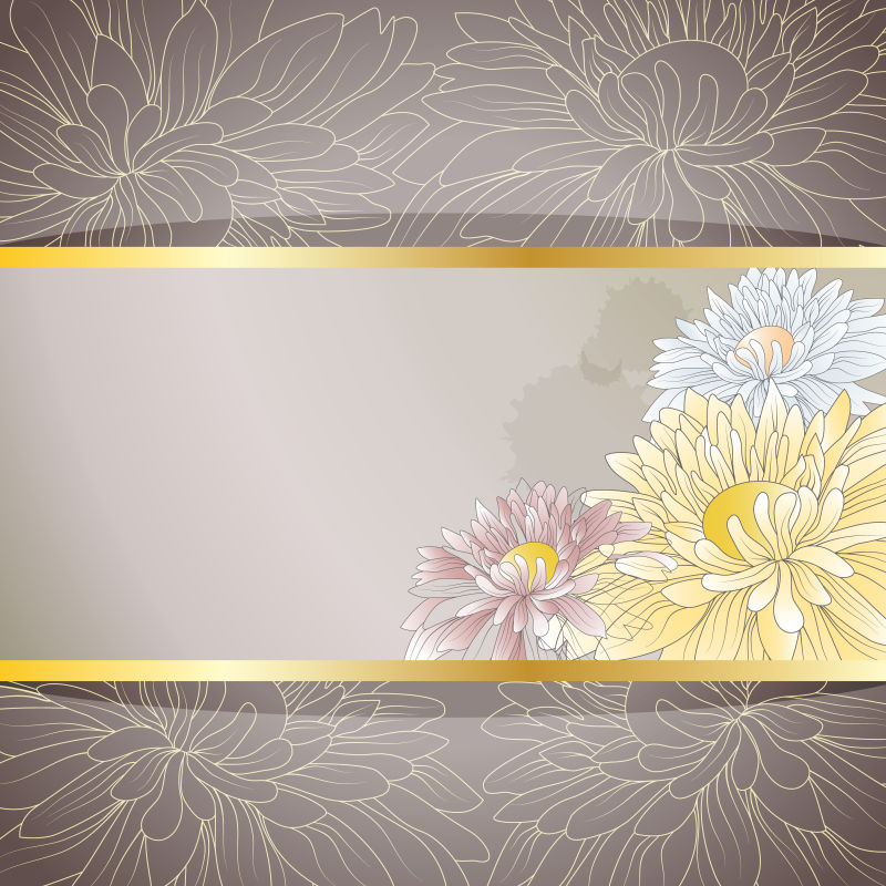 创意矢量现代国风花卉元素装饰背景