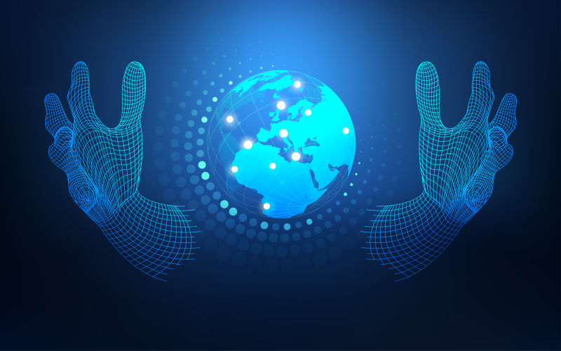 矢量的蓝色手掌背景设计