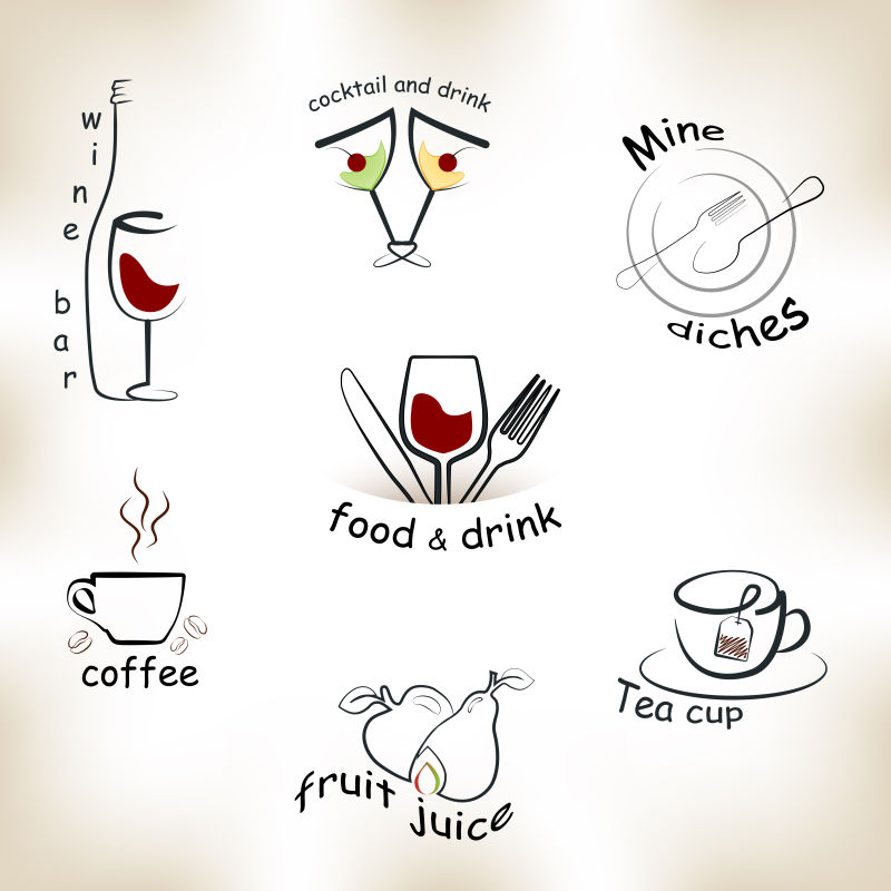 矢量各式饮料图标