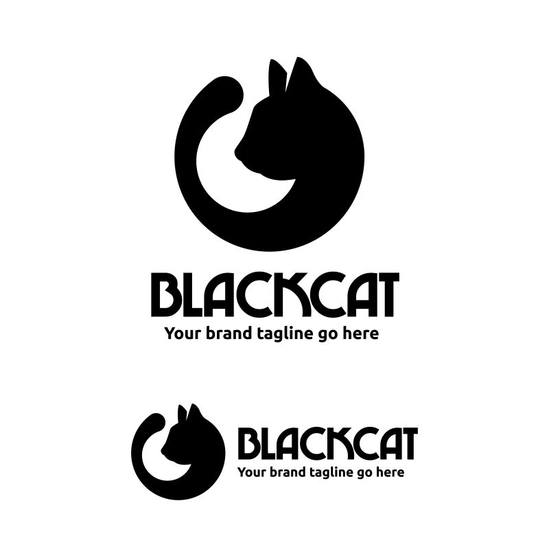 矢量的黑色小猫标志