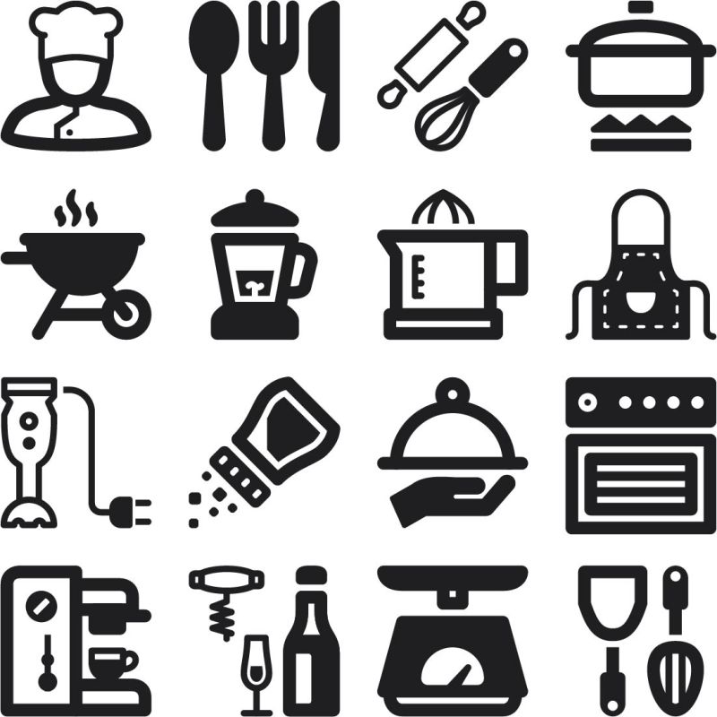 抽象矢量烹饪主题的图标设计