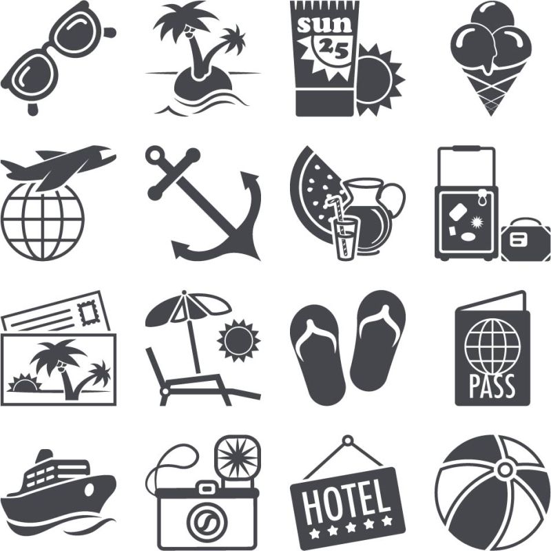 创意矢量暑假元素图标设计