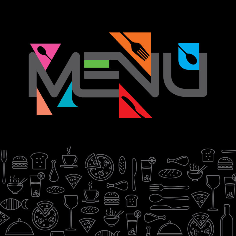 抽象矢量几何风格的现代餐厅菜单设计