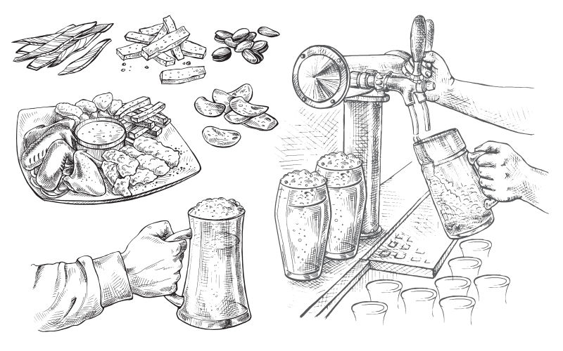 抽象矢量现代啤酒元素