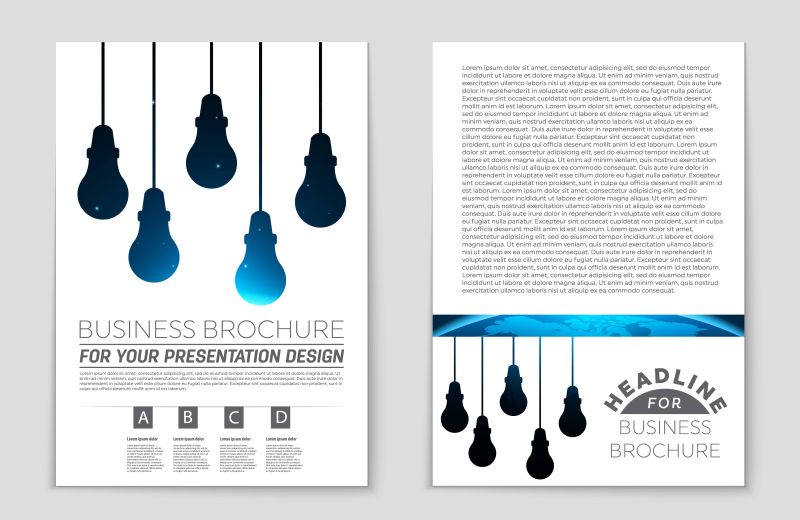 创意矢量灯泡元素的宣传册设计