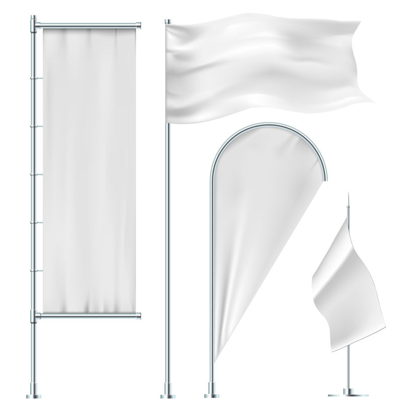 矢量的白色空白旗帜