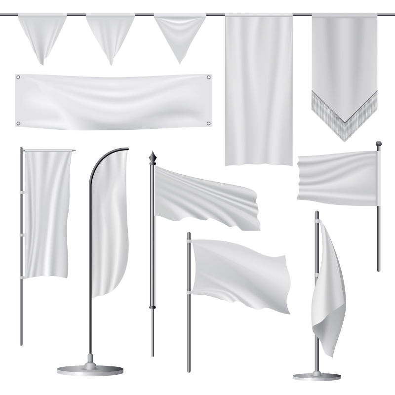 矢量各式空白旗帜