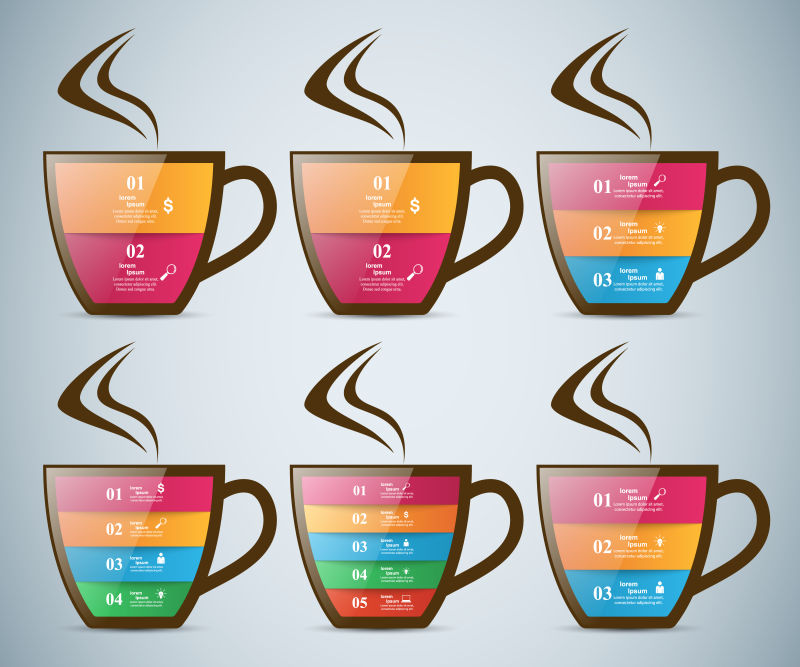 彩色杯形信息图表矢量设计