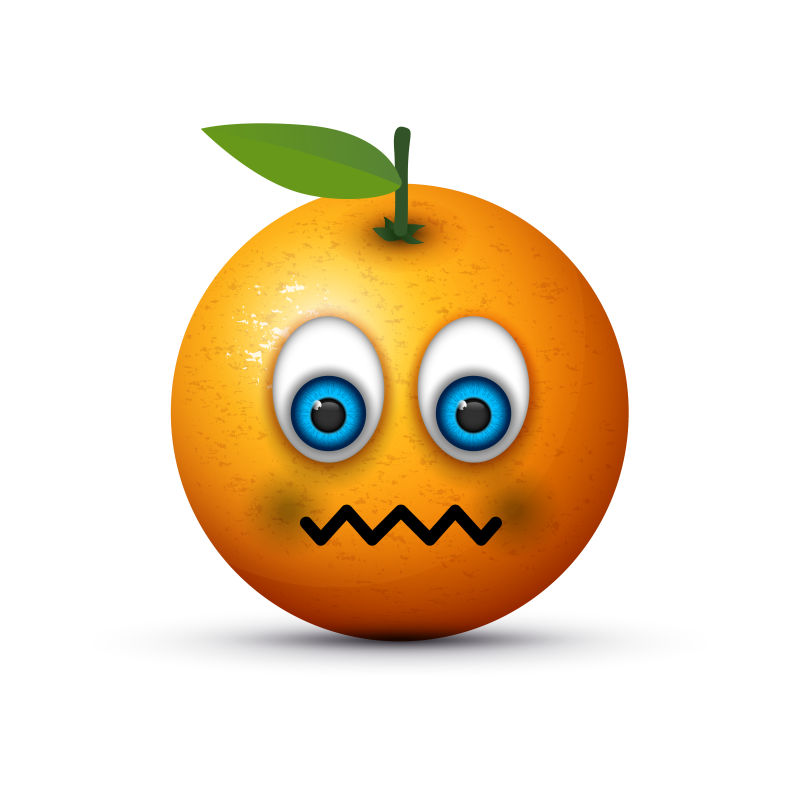 抽象矢量悲伤表情的橘子图标设计