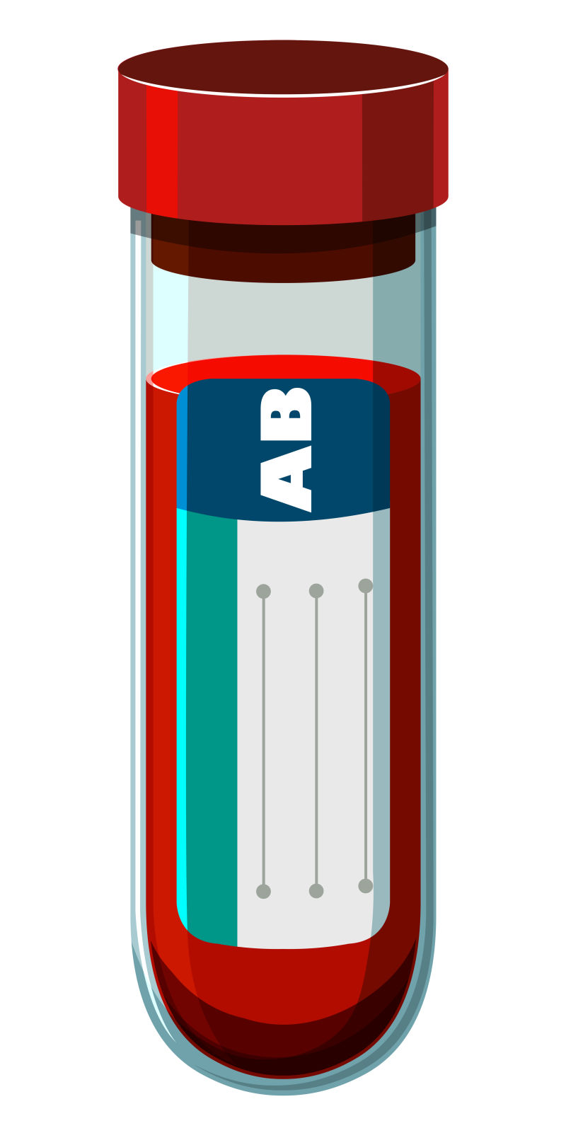 矢量试管中的AB型血液