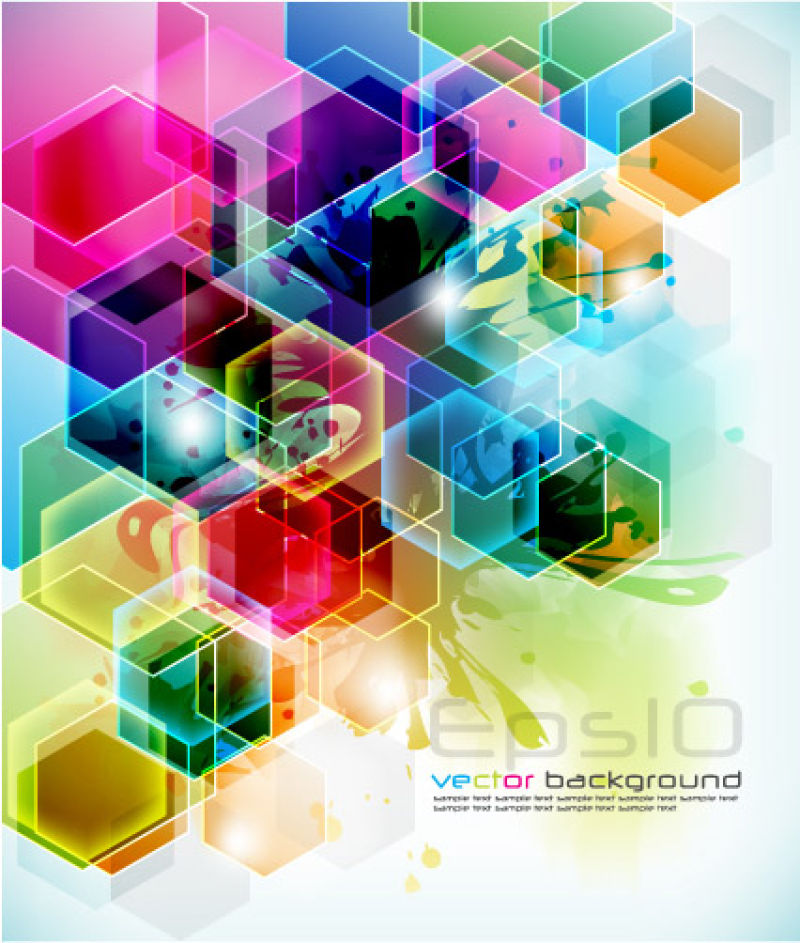 矢量彩色六边形元素现代背景