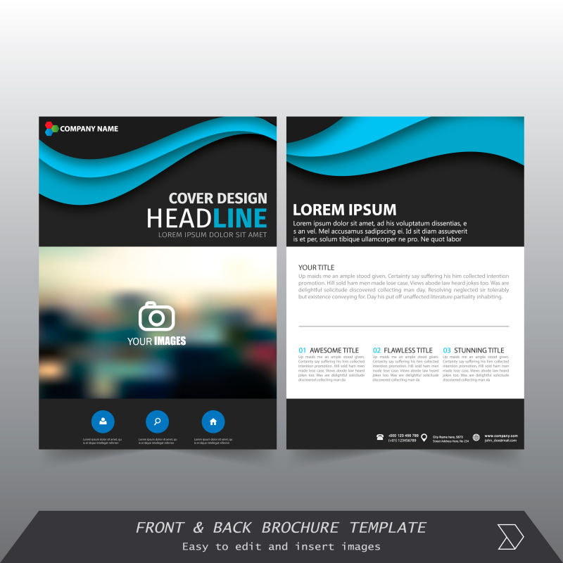 矢量现代创意蓝色商业宣传册