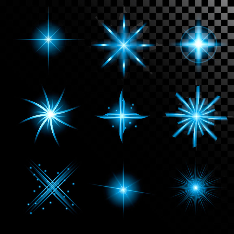 蓝色星光元素矢量