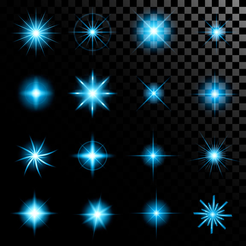 创意矢量蓝色发光光效设计元素