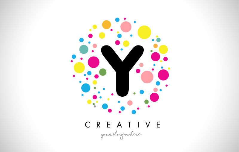 抽象矢量彩点元素的字母y标志设计