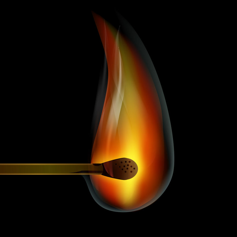 抽象矢量燃烧的火柴设计插图