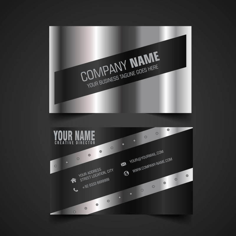 抽象矢量银色黑色名片设计