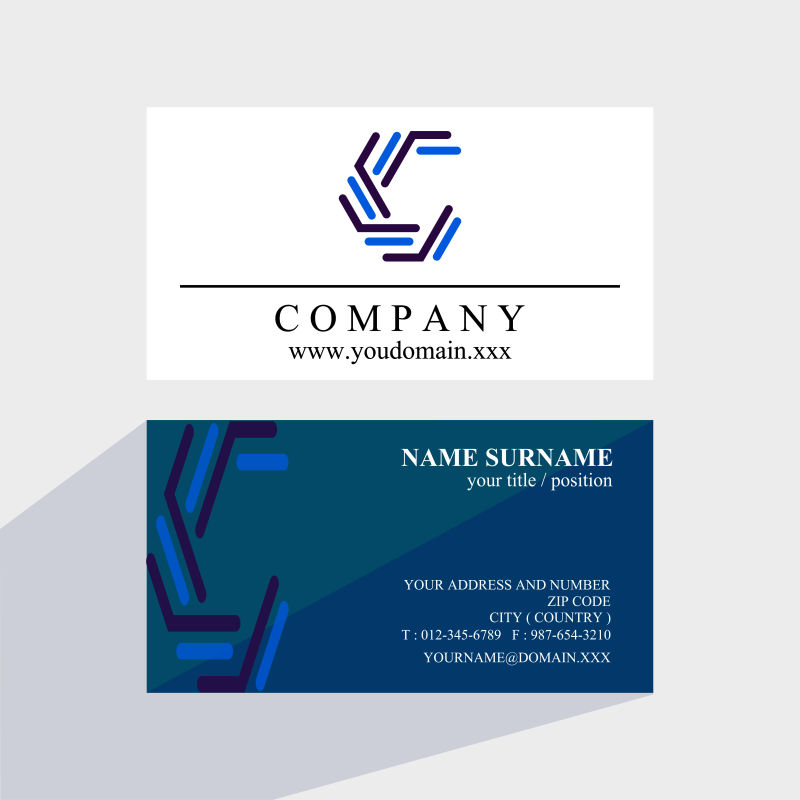 创意矢量几何线性标志元素的名片设计