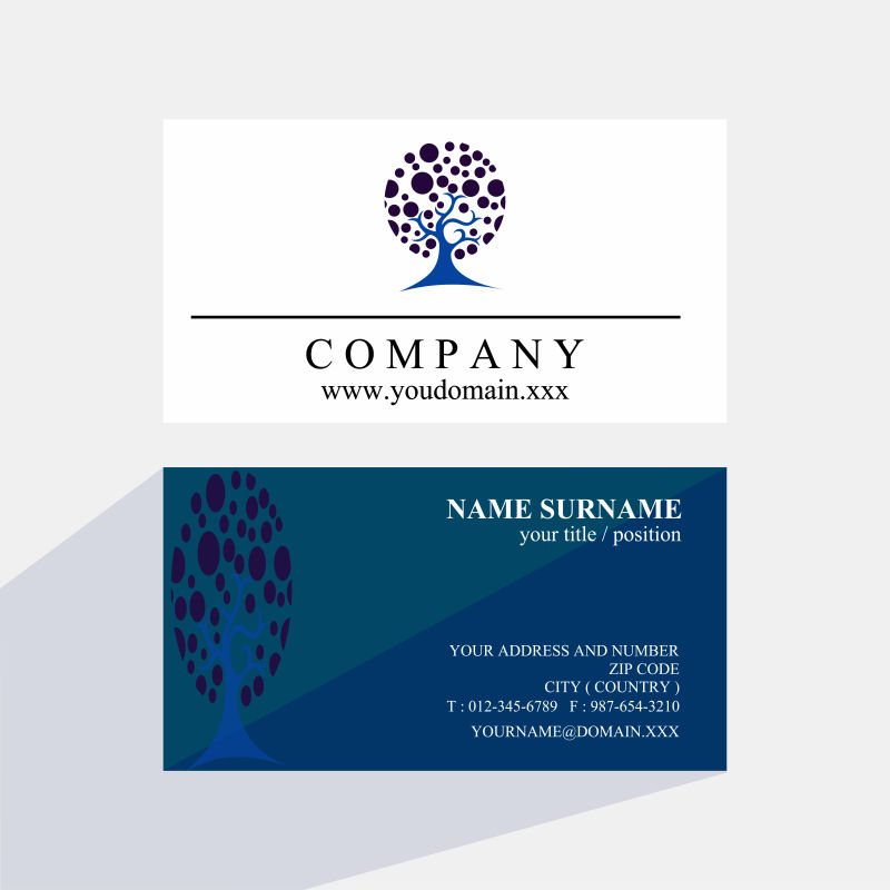 矢量树标志元素的名片设计