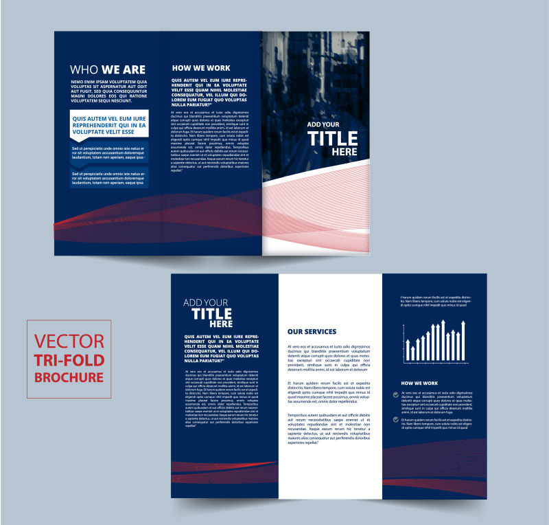 抽象矢量蓝色商业三折页小册子设计