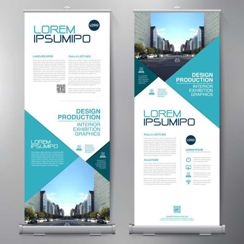 创意矢量蓝色几何元素的宣传单设计