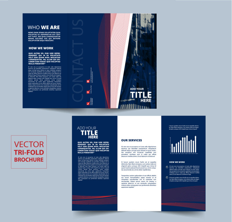 创意矢量蓝色商业三折页设计